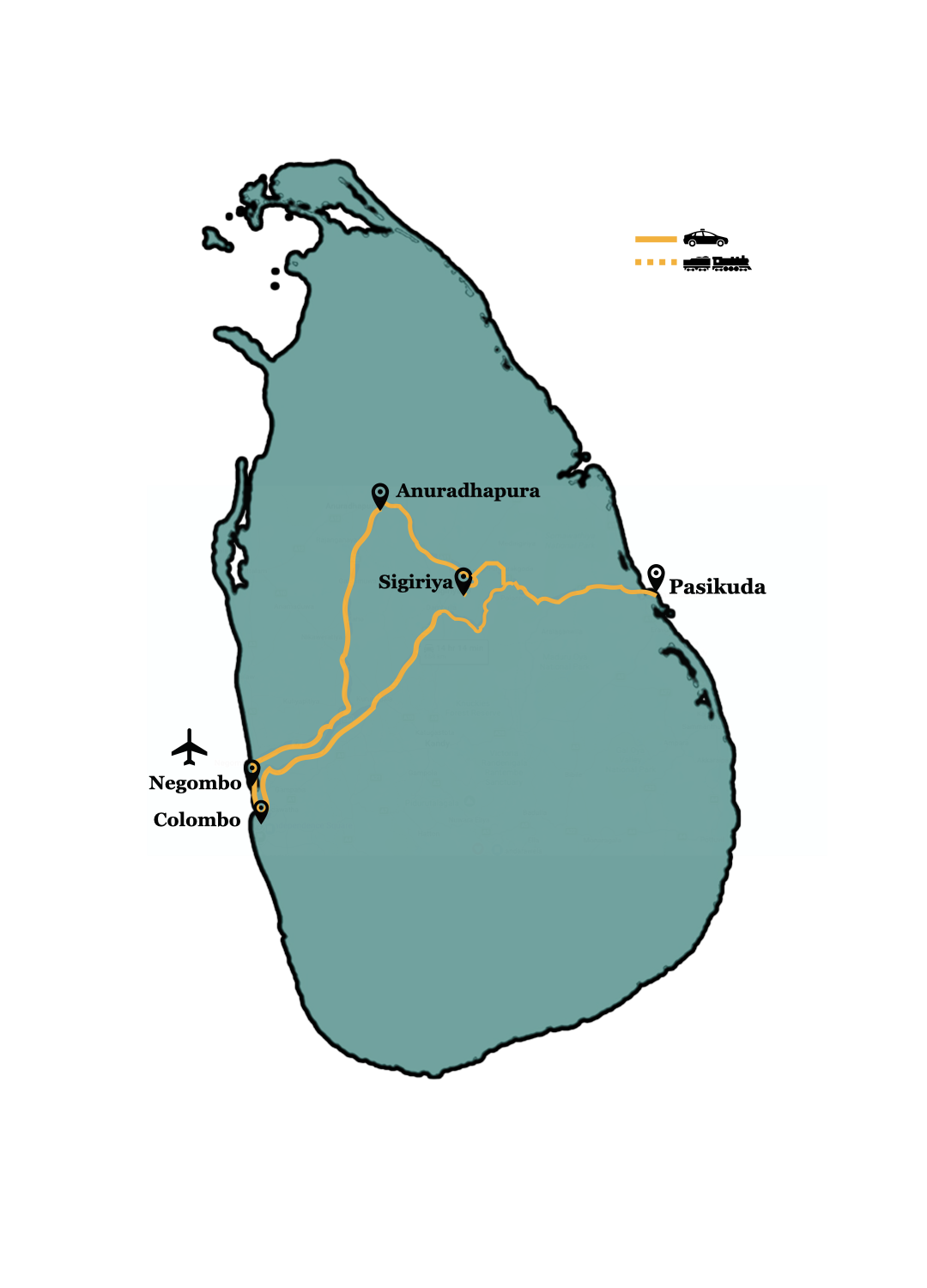 Route des Ayurveda- und Yoga-Retreats an der Ostküste Sri Lankas